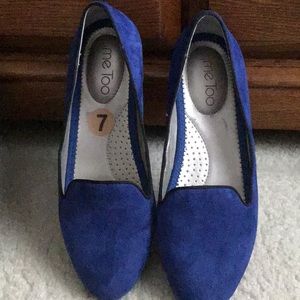 Blue suede flats